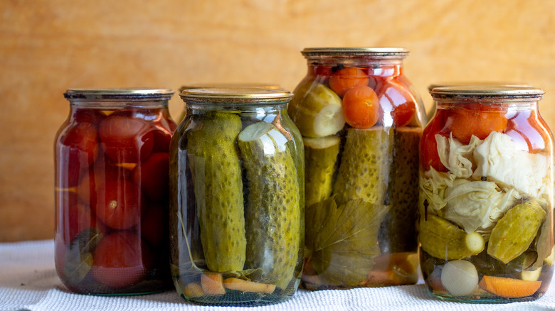 a bunch of pickle jars