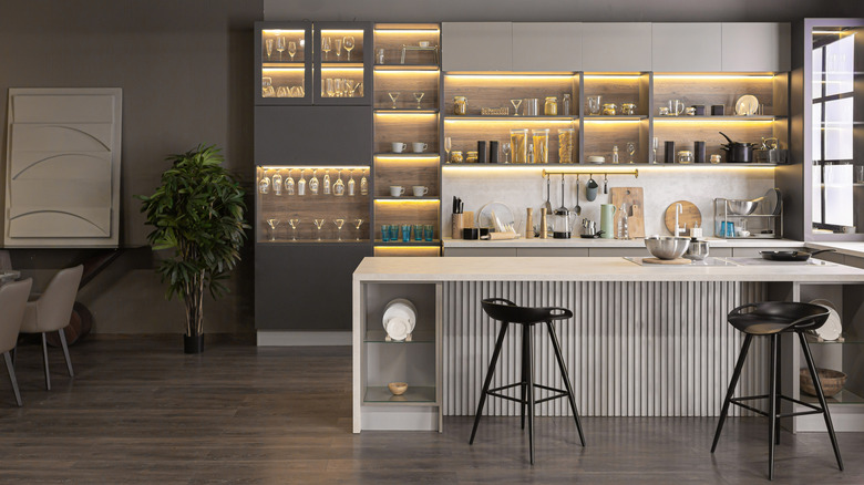 Kitchen with open shelves