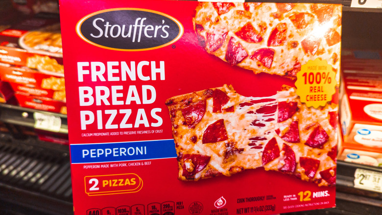 A box of Stouffer's French Bread Pizzas.