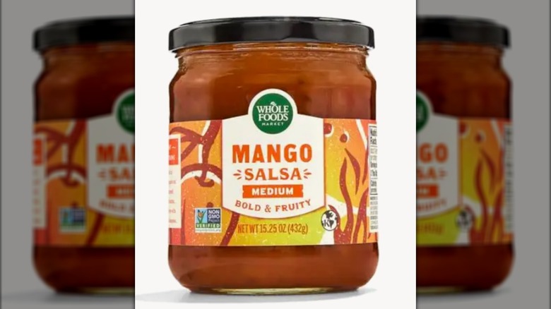 A jar of Whole Foods mango salsa