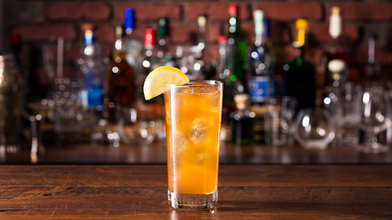 Long Island iced tea at bar