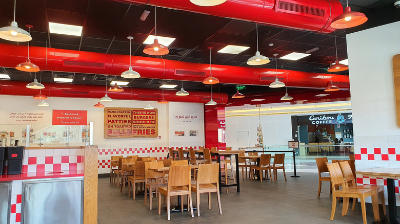 Inside of a Five Guys restaurant