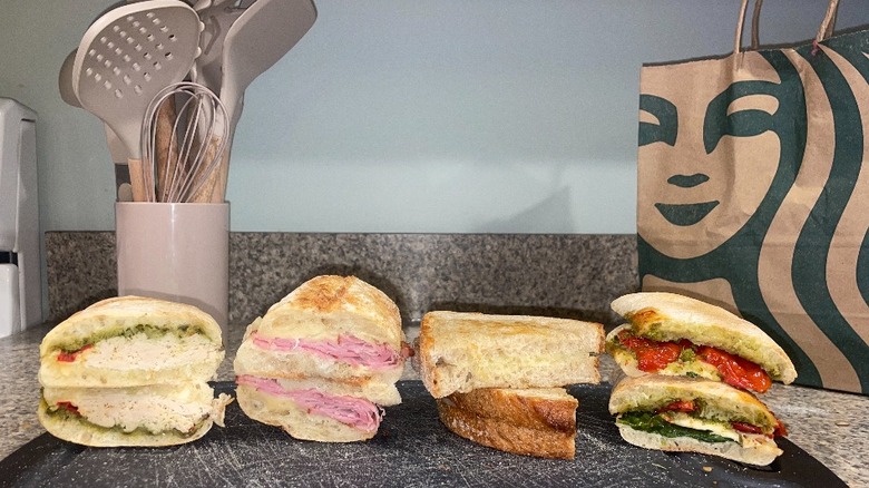 four Starbucks lunch sandwiches