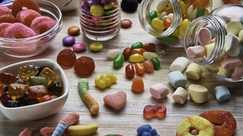 Assortment of different gummy candies