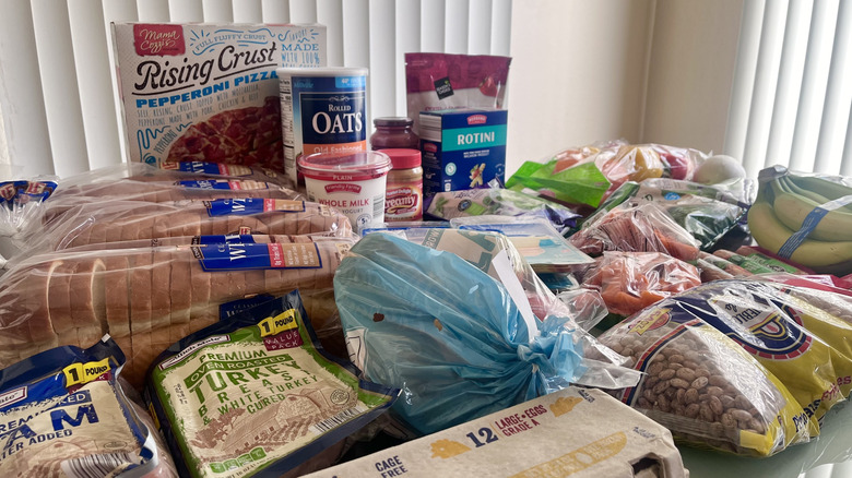 Aldi haul on a table