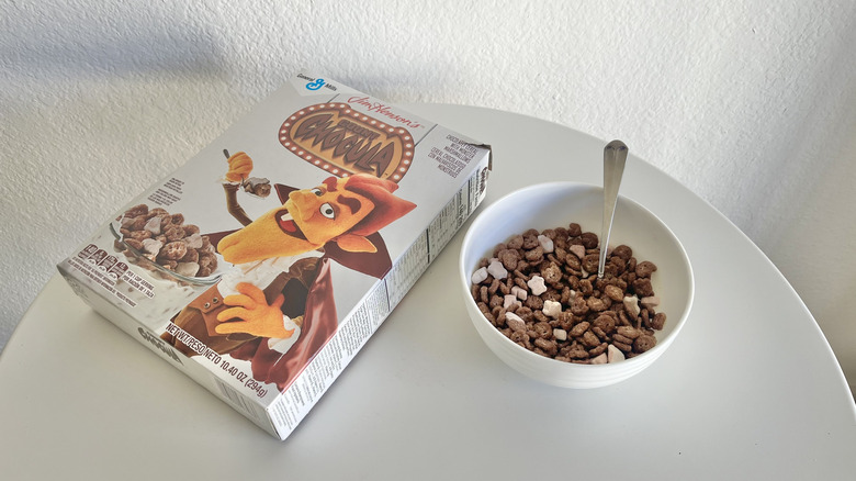 Count Chocula cereal box with a bowl