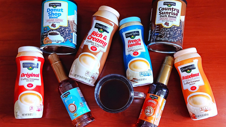 Eight different Clover Valley coffee products from Dollar General.