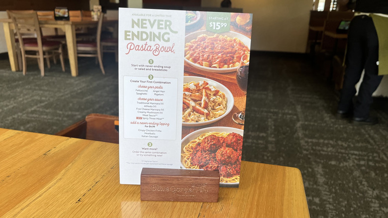 Sign of Never Ending Pasta Bowl