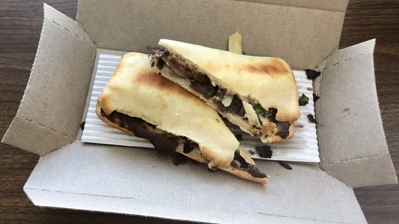 Domino's Philly cheesesteak oven-baked sandwich.
