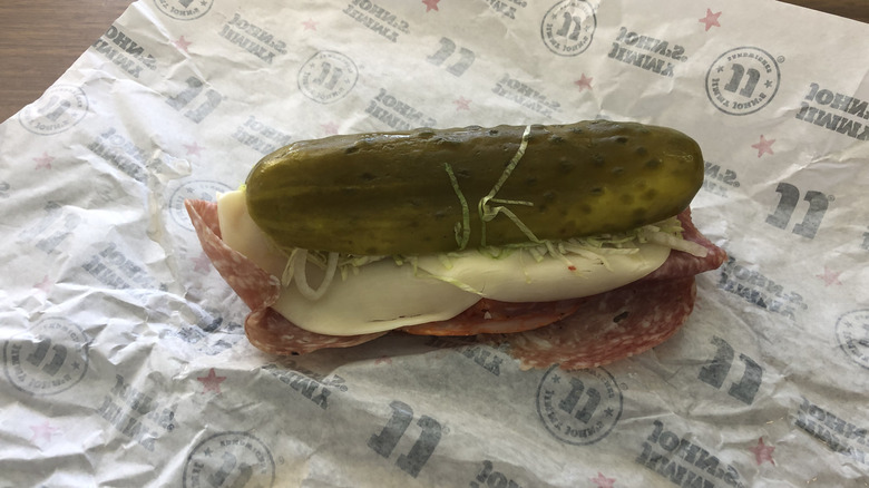 Jimmy John's Vito Picklewich on paper wrapper.