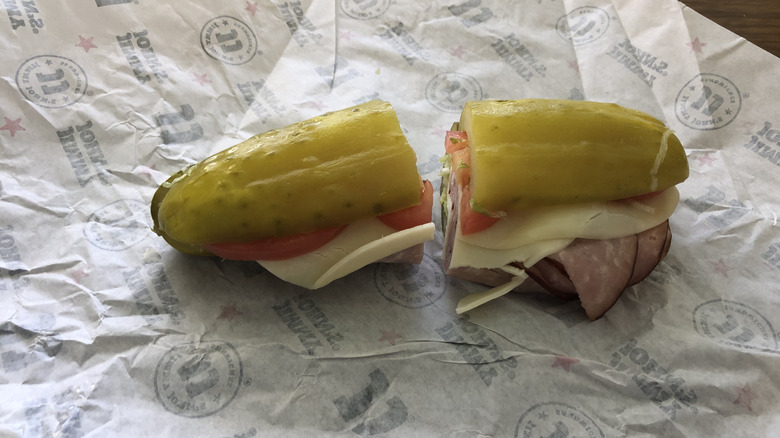 Jimmy John's Ham Picklewich on paper wrapper.