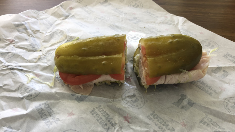 Jimmy John's Turkey Picklewich on paper wrapper.