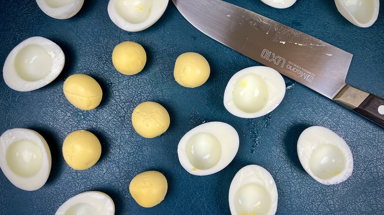 hard-boiled egg sliced eggs yolks