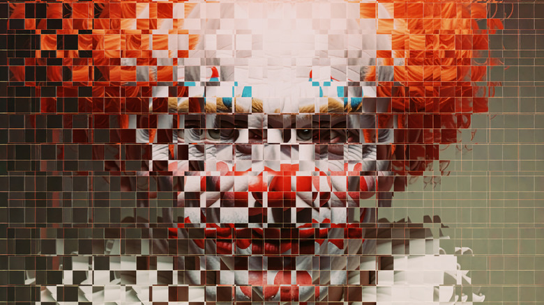 Pixelated image of creepy clown