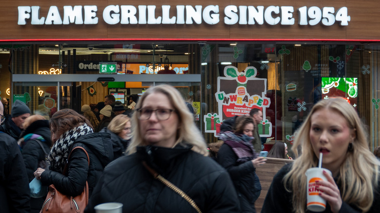 Customers outside a London Burger King