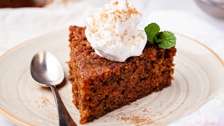 a slice of carrot cake resembling tomato soup cake