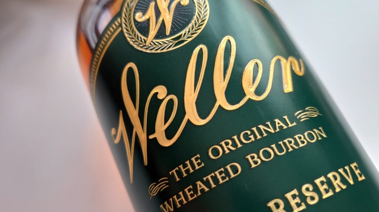A close up of the Weller Special Reserve label, showcasing its "The Original Wheated Bourbon" slogan