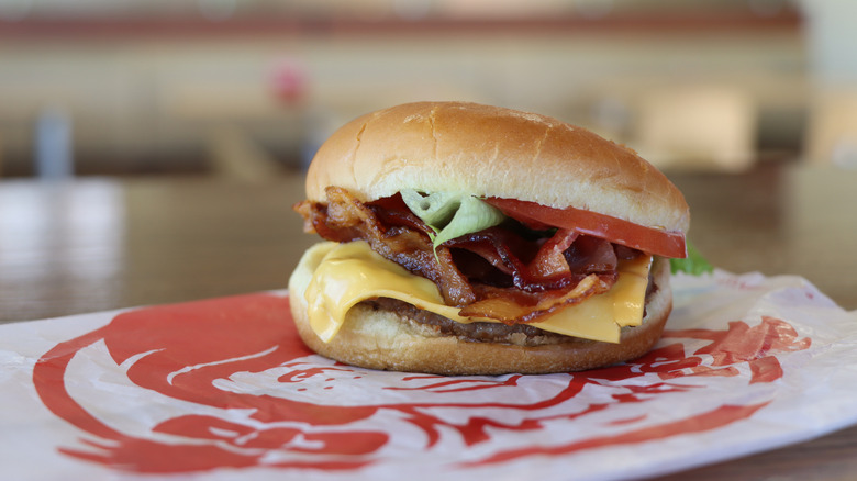 Wendy's burger with bacon and cheese