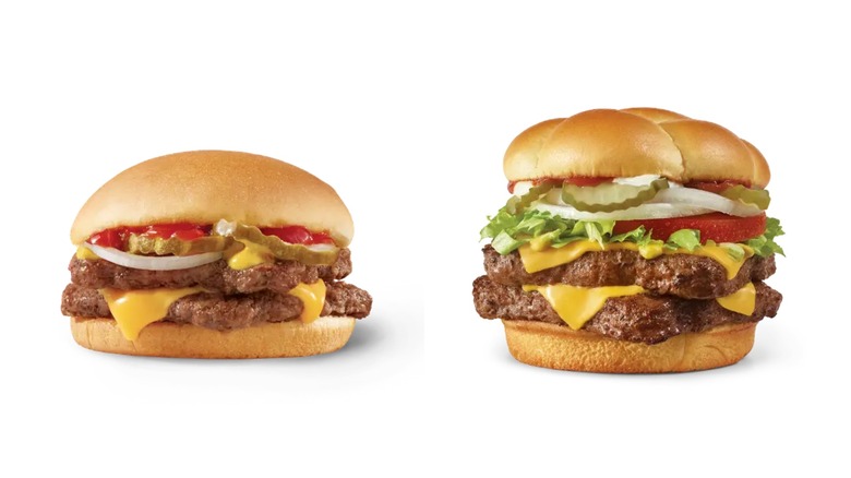 Wendy's Double Stack and Dave's Double on white background