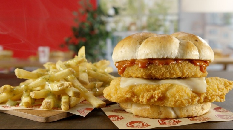 Wendy's chicken sandwich and fries