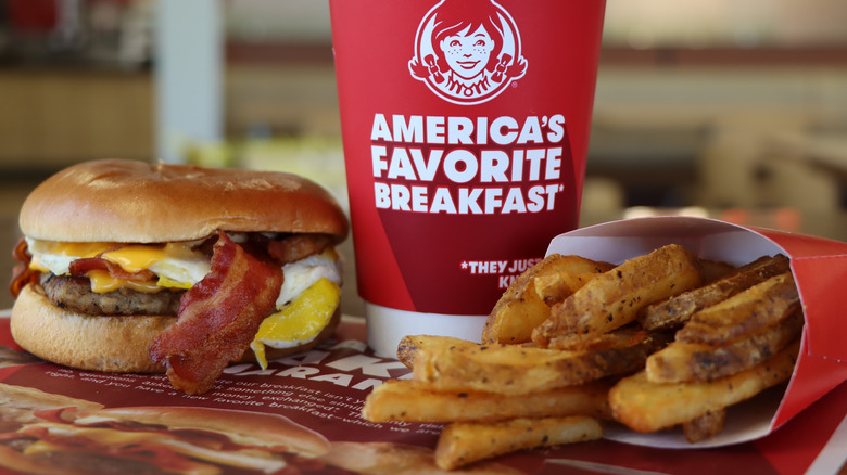 Wendy's breakfast baconator and fries