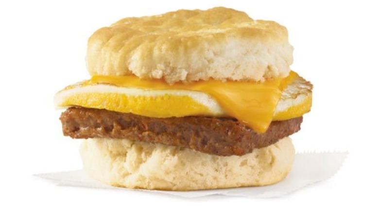 Wendy's sausage, egg, and cheese biscuit
