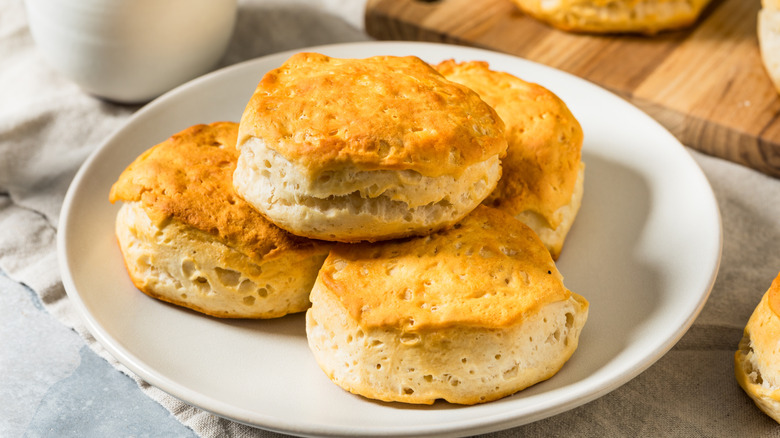 scratch made biscuits on white plate