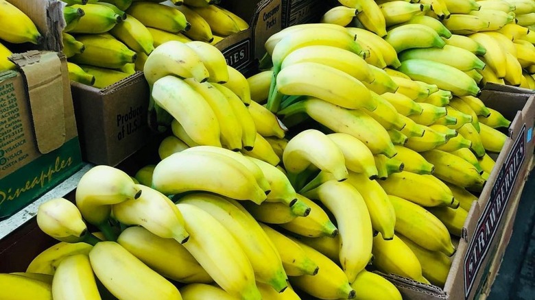 apple bananas on display