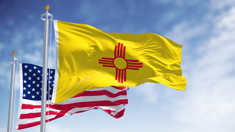 New Mexico and American flags