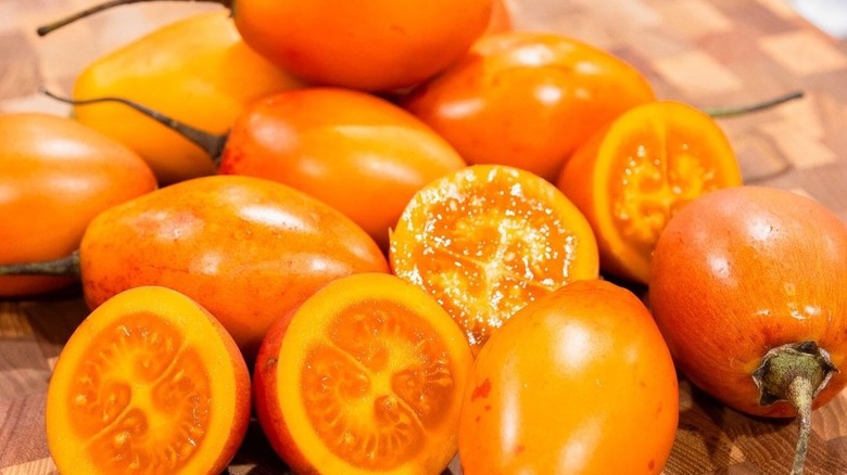 Tree tomatoes on cutting board