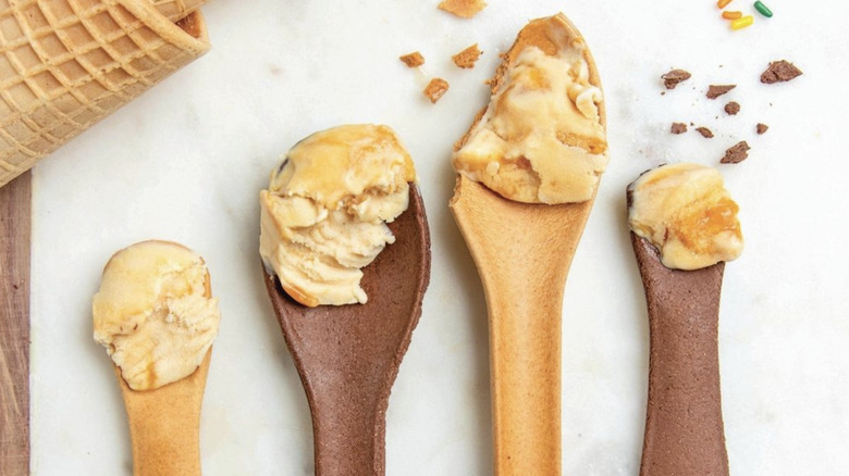 ice cream on edible spoons