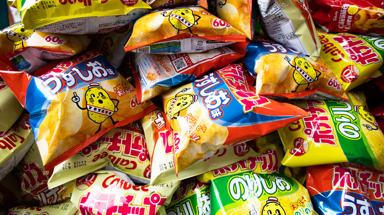 Various Calbee potato chips