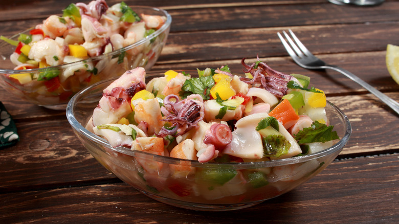 Ceviche with a variety of seafood
