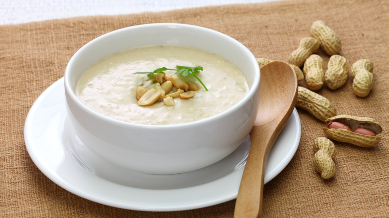 peanut soup in bowl
