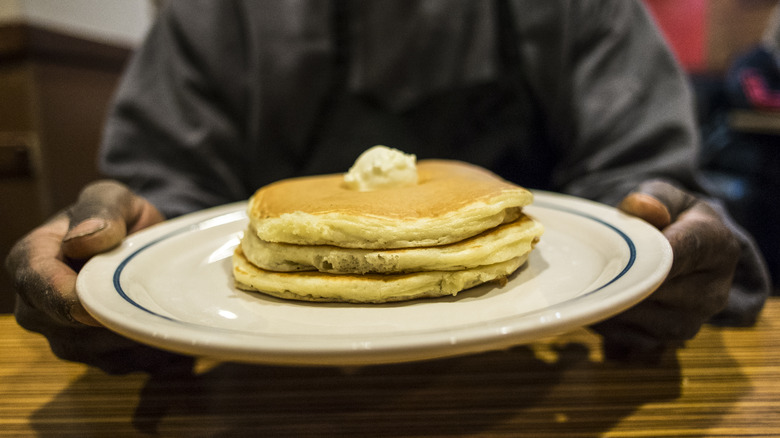 stack of three pancakes