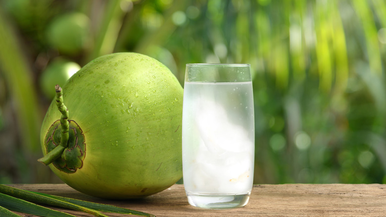 glass of iced coconut water
