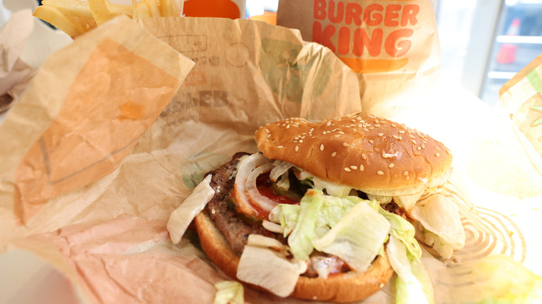 Opened Whopper Burger King meal