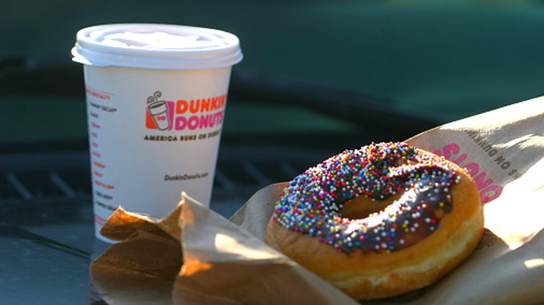 Dunkin' donut and coffee cup