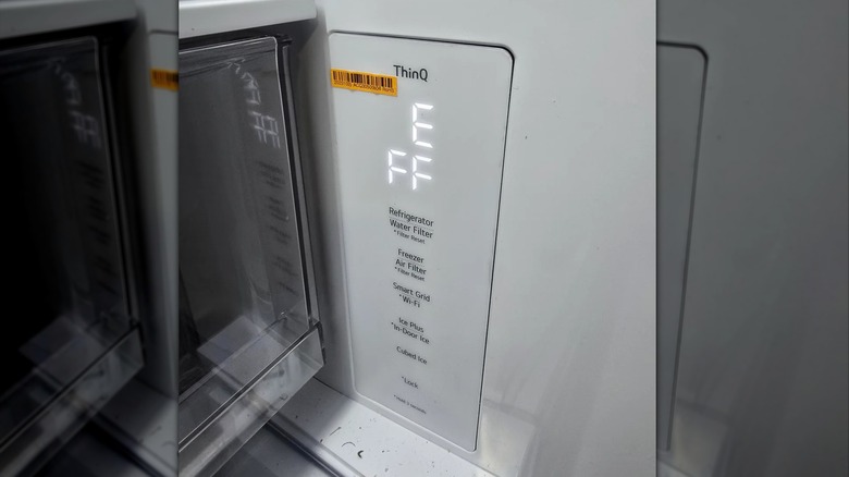 An (E)FF code on the door of an LG refrigerator