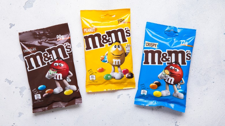 Various bags of M&M's flavors