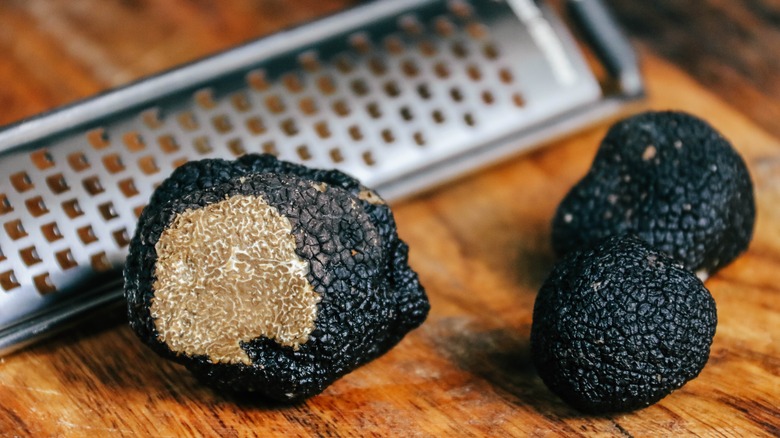 Close-up of black truffles