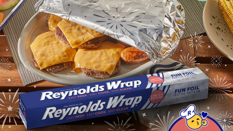 A box of Reynolds Wrap patterned Fun Foil alongside a festive dish