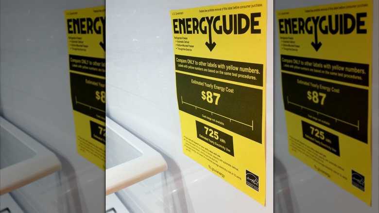 Energy Guide label on appliance.