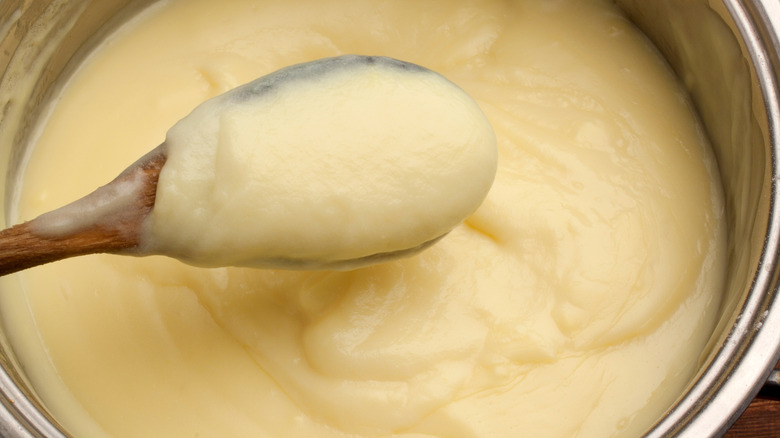 Bowl of homemade custard dessert