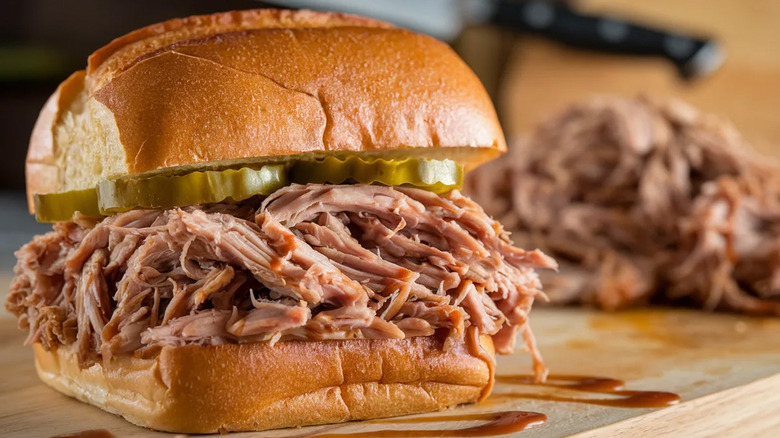Pulled pork shoulder sandwich