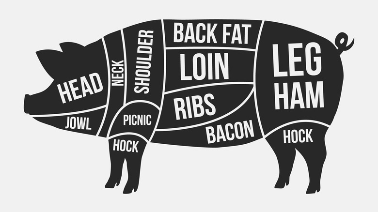 Different cuts of pork