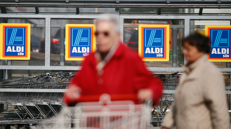 Aldi store with shoppers