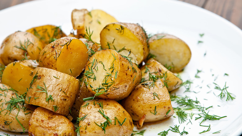 plate of roasted potatoes