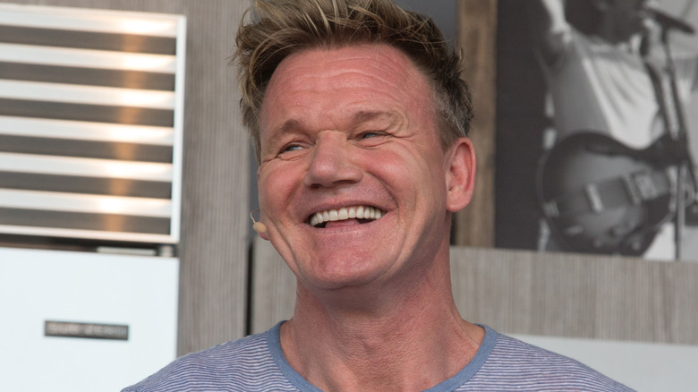 Gordon Ramsay smiling on set