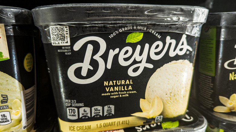 Tub of Breyers Natural Vanilla Ice Cream